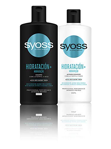 Syoss - Champú Hidratación+, 440 ml, Para cabello normal o seco, 48h de hidratación, Suavidad y brillo, Cabello como recién salido de la peluquería