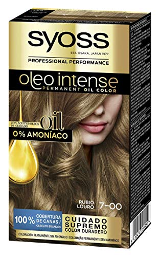 Syoss Oleo Intense - Tono 7 Rubio Medio – Coloración permanente sin amoníaco – Resultados de peluquería – Cobertura profesional de canas - 120 g