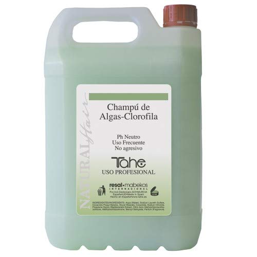 Tahe Natural Hair Champú Profesional de Peluquería de Algas Clorofila Ph Neutro Uso Frecuente No Agresivo, 5 L