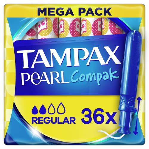 Tampax Compak Pearl Regular con Aplicador, el Mejor Tampón Tampax en Comodidad, Protección y Discreción, 36 Unidades