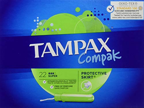 Tampax Compak – Sellos con aplicador de plástico x 22 – Super