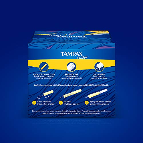 Tampax Compak Tampones Regular con aplicador, paquete con 24 unidades