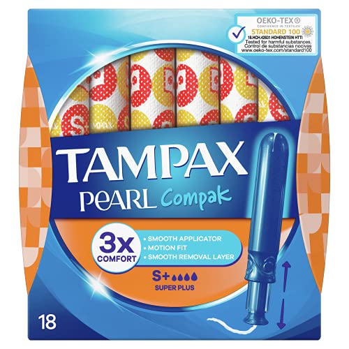 Tampax Tampones Compak Pearl, normales, 18 piezas Super Plus