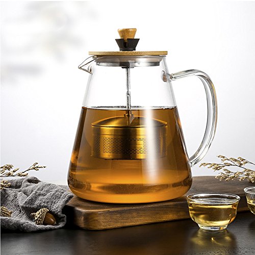 TAMUME 1500ml Tetera de Vidrio con Colador Extraíble para Tetera, Ideal para Preparar Té