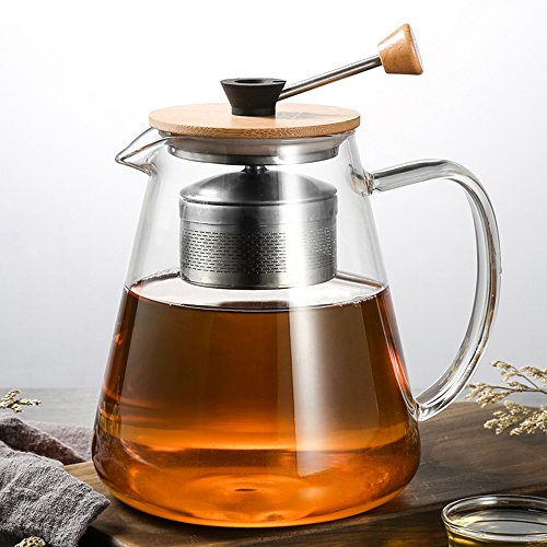 TAMUME 1500ml Tetera de Vidrio con Colador Extraíble para Tetera, Ideal para Preparar Té