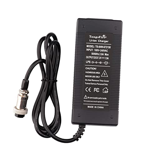 TangsFire 67,2V Cargador de batería para skateflash Urban Bicicleta 60V 1,5A para 16S 57,6V Batería Iones Litio 59V 59V 59V 60V 12mm línea 3 Clavijas