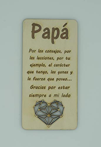 Tarjeta de felicitación para Papá realizada en madera. Cualquier ocasión es buena, Cumpleaños, Día del Padre o simplemente porque esa persona tan especial se merece un detalle. Tarjeta de cumpleaños