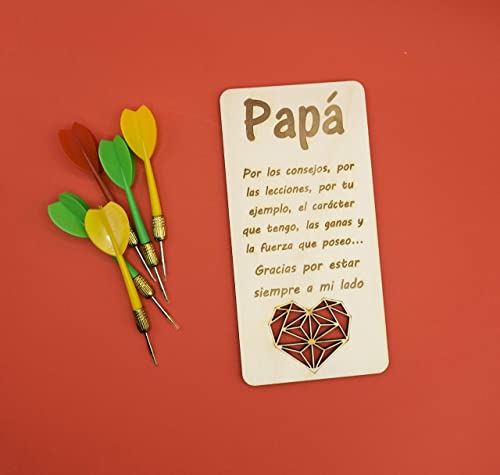 Tarjeta de felicitación para Papá realizada en madera. Cualquier ocasión es buena, Cumpleaños, Día del Padre o simplemente porque esa persona tan especial se merece un detalle. Tarjeta de cumpleaños