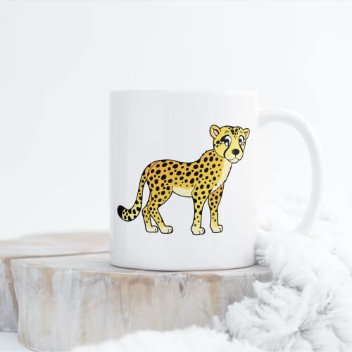 Taza personalizada de guepardo para personas para amantes del guepardo – Taza de café de 11 oz WhiteCheetah – Gran regalo para mujeres, hombres, novias y novios