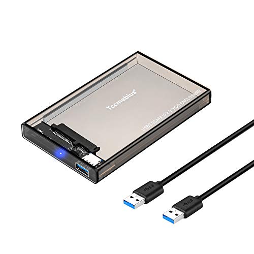 Tccmebius Externo Caja de disco duro Adaptador USB 3.0 a SATA para 2.5 pulgadas 9.5mm 7mm SATA III HDD SSD Hasta 2TB, Sin herramientas, Soporte UASP y Función de sueño automático (TCC-S9)