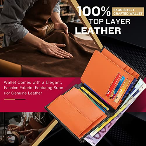 TEEHON Grande Cartera Hombre con Monedero, Cartera RFID, Cartera Hombre de Piel, Cartera Vertical Hombre con 16 para Tarjetas, Billetes y Monedas, Carteras para Hombre Incluye Caja de Regalo