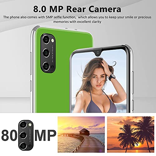 Teléfono Móvil Libres 4G, Android 9.0 Smartphone Libre, 6.3" Smartphone Barato 3GB RAM, 32GB / 64GB ROM, Dual SIM, 5MP+8MP, 4600mAh, Quad Core Smartphone Libre Face ID Movil Barato (Verde)