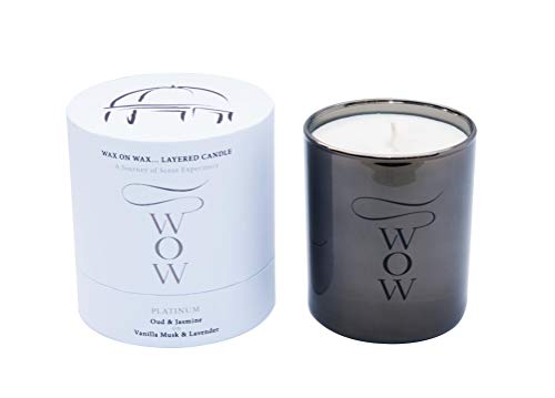 The Harrogate Candle Company Wow Platinum Oud & Jasmine - Vela (30 cl), Aroma de almizcle de Vainilla y Lavanda