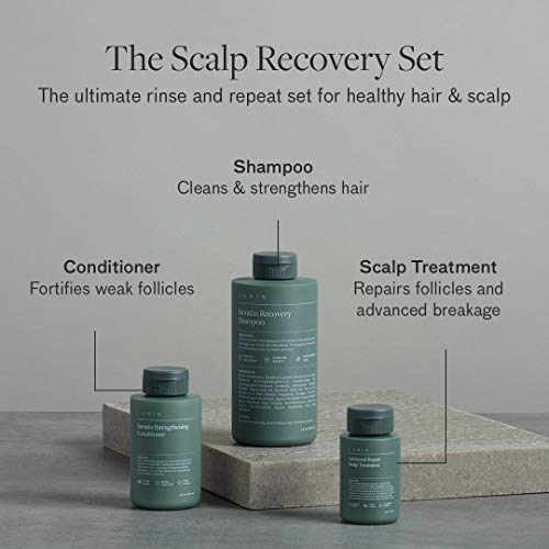 The Scalp Recovery Set for Men: Includes Includes Keratin Recovery Shampoo to Boost Hair Growth + Keratin Conditioner to Repair + Scalp Treatment to Improve Health of Hair - by Lumin