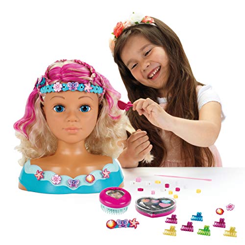 Theo Klein 5398 Cabeza para maquillar y peinar Mariella Princess Coralie - Con accesorios de cabello, maquillaje, - Juguete para niños a partir de 3 años