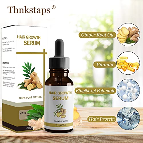 Thnkstaps Sérum Para Crecimiento del Cabello Hair Serum Anti Pérdida de Pelo Tratamiento para reducir la pérdida del cabello y promover el crecimiento del cabello Para Hombres Y Mujeres 60ML