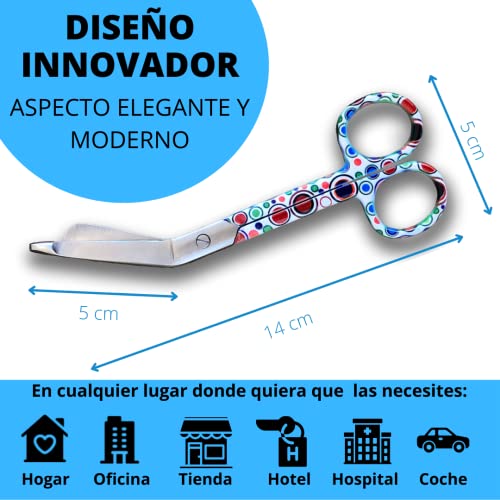 Tijeras Enfermería para Vendaje con Punta Roma Profesional - Tijeras para Botiquín Sanitario de Colores - Accesorios para Enfermería Emergencias - Salvabolsillos Enfermería (Multicolor)