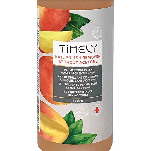 Timely - Quitaesmalte para uñas sin acetona con vitaminas E y A y proteínas de seda, tamaño pequeño, 100 ml