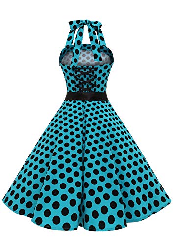 Timormode – Vestido de cóctel sexy, retro, vintage, para mujer, diseño de los años 40, 50 y 60, estilo Rockabilly, con escote B- Bleu Noir B XXXL