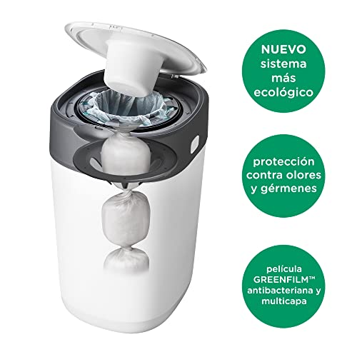 Tommee Tippee Recambios para Contenedor Pañales Avanzado Twist and Click, Película Greenfilm Antibacteriana y Sostenible, Pack de 12