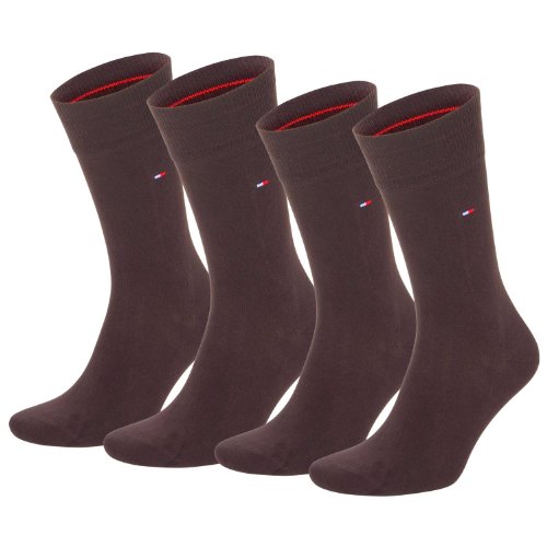 Tommy Hilfiger Classic – Calcetines para hombre, 4 pares marrón 39-42