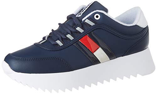 Tommy Hilfiger High Cleated Flag Sneaker, Zapatillas Mujer, Azul (Twilight Navy C87), 39 EU