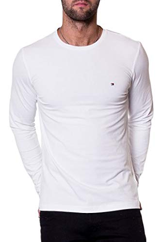 Tommy Jeans Original Rib Camisa, Blanco (Classic White 100), Small para Hombre