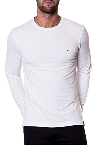 Tommy Jeans Original Rib Camisa, Blanco (Classic White 100), Small para Hombre