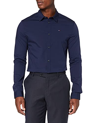 Tommy Jeans Original Stretch Camisa, Azul (Black Iris 002), X-Small para Hombre