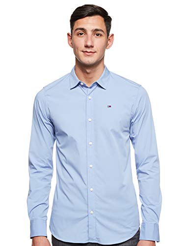 Tommy Jeans Original Stretch Camisa, Azul (Lavender Lustre 556), Large para Hombre