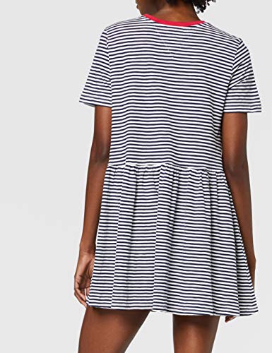 Tommy Jeans Tjw Stripe tee Dress Vestido, Twilight Navy/White, 38 (Talla del Fabricante: Medium) para Mujer