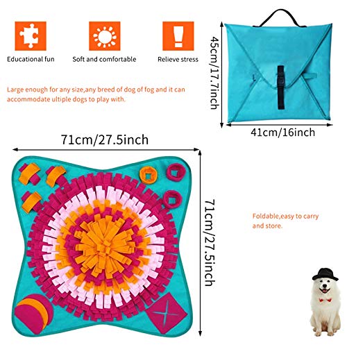 Tonsooze Snuffle Mat para Perros, Alfombra de Actividades para Mascotas, Alfombra Olfato Perro Mascotas Perros tapete de Entrenamiento Rompecabezas Juguetes de alimentaci¨®n Bowl£¨70cm¡Á70cm£© (Azul)