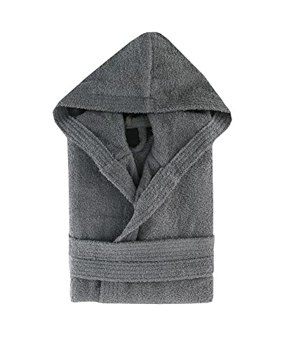 Top Towels - Albornoz Unisex - Albornoz de Ducha para Hombre o Mujer - Albornoz con Capucha - 100% Algodón-  500g/m2 - Albornoz de Rizo, Gris, L (2450753)