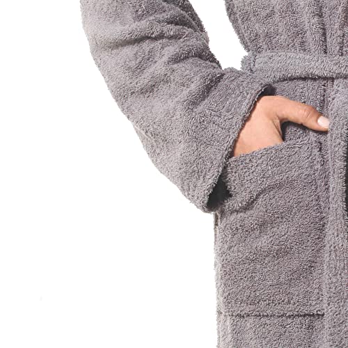 Top Towels - Albornoz Unisex - Albornoz de Ducha para Hombre o Mujer - Albornoz con Capucha - 100% Algodón-  500g/m2 - Albornoz de Rizo, Gris, L (2450753)