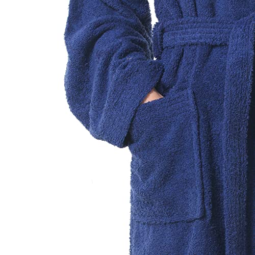 Top Towels - Albornoz Unisex - Albornoz de ducha para hombre o mujer - Albornoz con capucha - 100% Algodón-  500g/m2 - Albornoz de rizo, MARINO, S-XXL