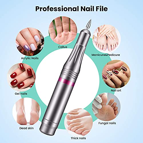 Torno para Uñas, Seguro, Potente, 11 en 1 Limas de Uñas Eléctrica, Kit de Manicura y Pedicura Eléctrico Profesional, 20,000 RPM Velocidad Ajustable, Set de Manicura para Salón DIY