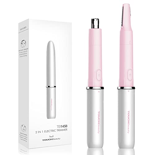 TOUCHBeauty Recortador de orejas de nariz eléctrico, Recortador de cejas, Depiladora Cejas, todo en un depilador para mujeres, tecnología de afeitar sin dolor AG-1458