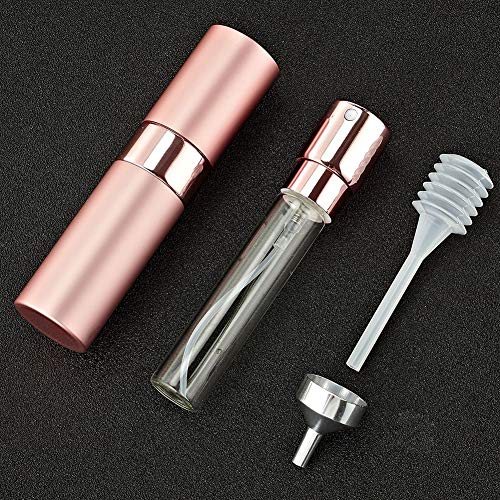 Toureal Aluminio 8ml Atomizador Perfume Recargable, Perfumador Dispensador de Viaje, Spray Pulverizador Pequeño para Colonia (Rosa Mate)