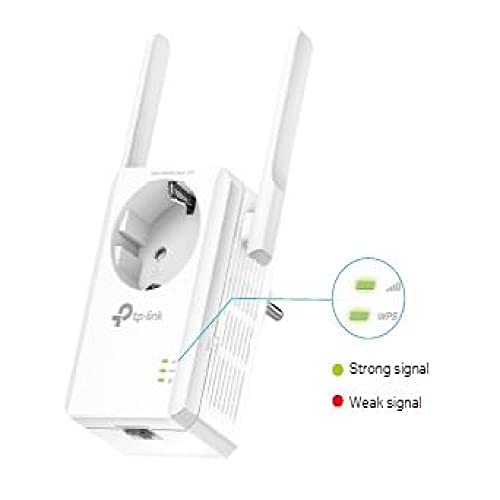 TP-Link TL-WA860RE - Repetidor de red Wifi extensor amplificador de cobertura(Puerto Ethernet, 10/100 mbps, con enchufe, 300 Mbps, 2 antenas)