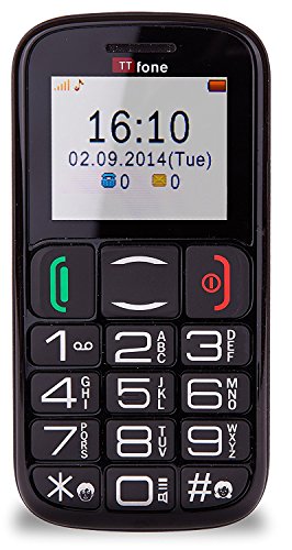 TTfone Mercury 2 TT200 O2 - Teléfono móvil libre con tarjeta prepago, botones grandes, básico, para personas mayores, con base de carga, color negro