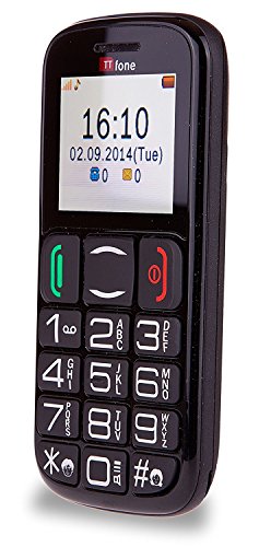 TTfone Mercury 2 TT200 O2 - Teléfono móvil libre con tarjeta prepago, botones grandes, básico, para personas mayores, con base de carga, color negro