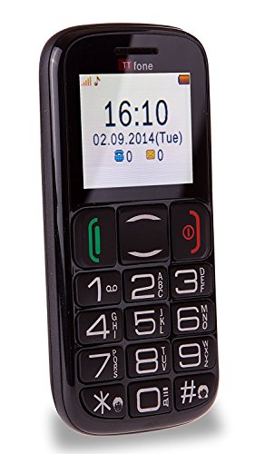 TTfone Mercury 2 TT200 O2 - Teléfono móvil libre con tarjeta prepago, botones grandes, básico, para personas mayores, con base de carga, color negro