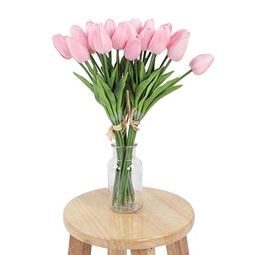 Tulipán Artificial, Hermosa Flor de tulipán Falso, PU Real-Touch para la Tienda de jardín para el hogar de la Boda(Pink)