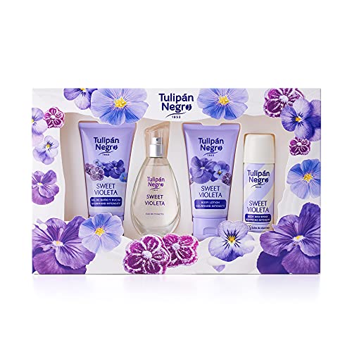 Tulipán Negro Estuche De Regalo Desodorante, Gel De Baño, Perfume, Body Lotion Sweet Violeta, Floral