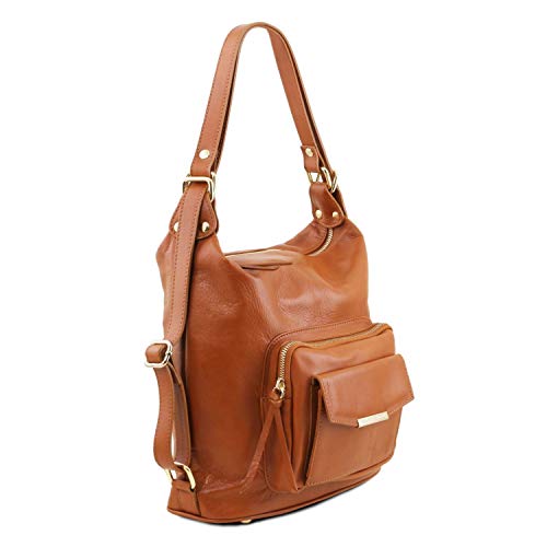 Tuscany Leather TL Bag - Bolso de señora en Piel Convertible en Mochila - TL141535 (Canela)