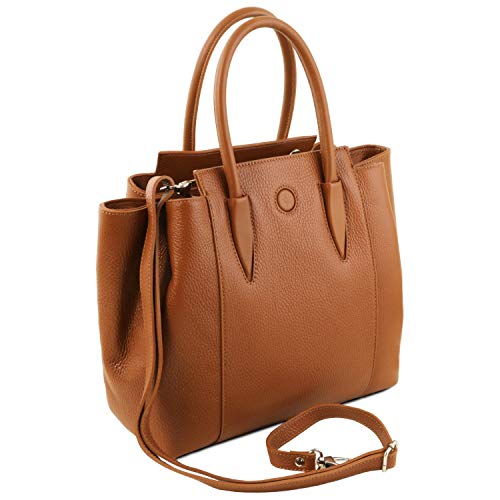 Tuscany Leather Tulipan Bolso Noche en Piel Cognac