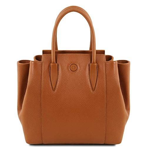 Tuscany Leather Tulipan Bolso Noche en Piel Cognac