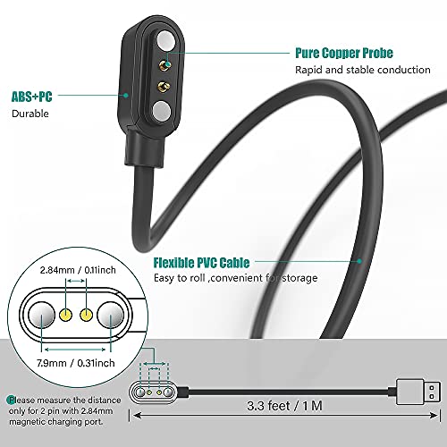 TUSITA Magnética Cargador Compatible con YAMAY SW023 Willful SW021 SW025 Letsfit ID206 ID205L LETSCOM ID205U ID205S Vigorun ID216 Umidigi Uwatch 3S 3 2S 2 Urun Ufit - Cable de Carga USB 3,3ft 100cm