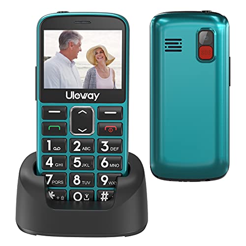 Uleway Simple Teléfono móvil para Personas Mayores con Llaves Grandes fáciles de Usar teléfonos básicos para Personas Mayores con botón SOS, Base de Carga, 1000mAh batería