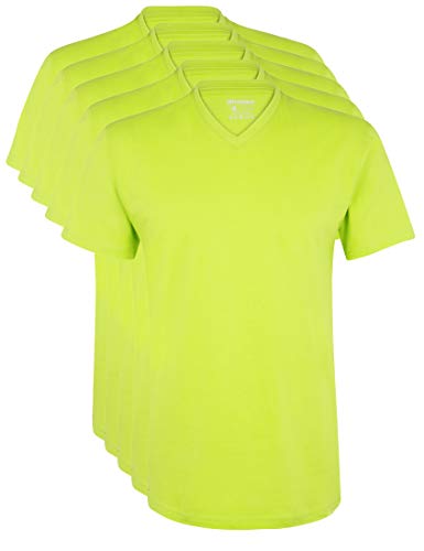 Ultrasport Sport and Leisure V-Neck Camiseta de Manga Corta, Cuello de Pico, Lote de 5, Hombre, Verde, S